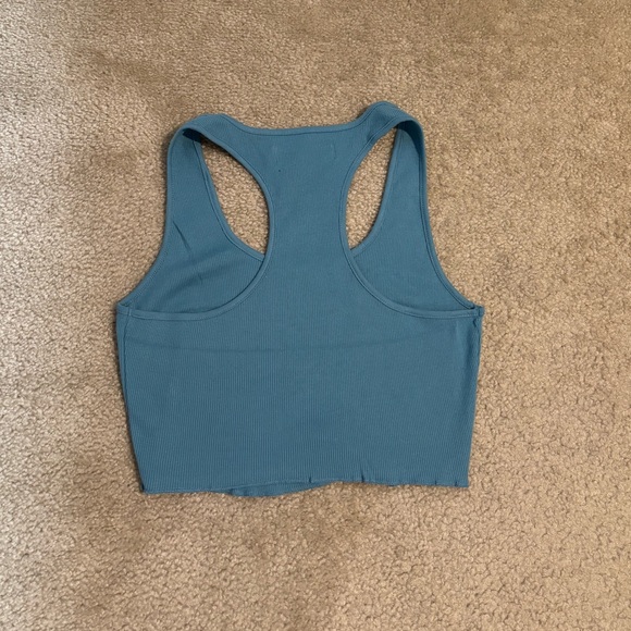 Free People Ribbed Racerback Tank In Coastline Blue. NWOT! Sz M - Picture 2 of 4